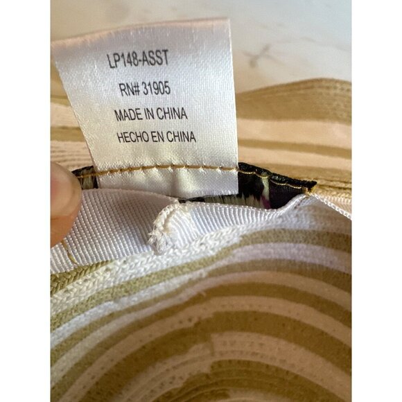 Scala Womens Wide Brim Striped Sun Hat One Size Paper/Polyester Blend Beige/Whit - Picture 6 of 6